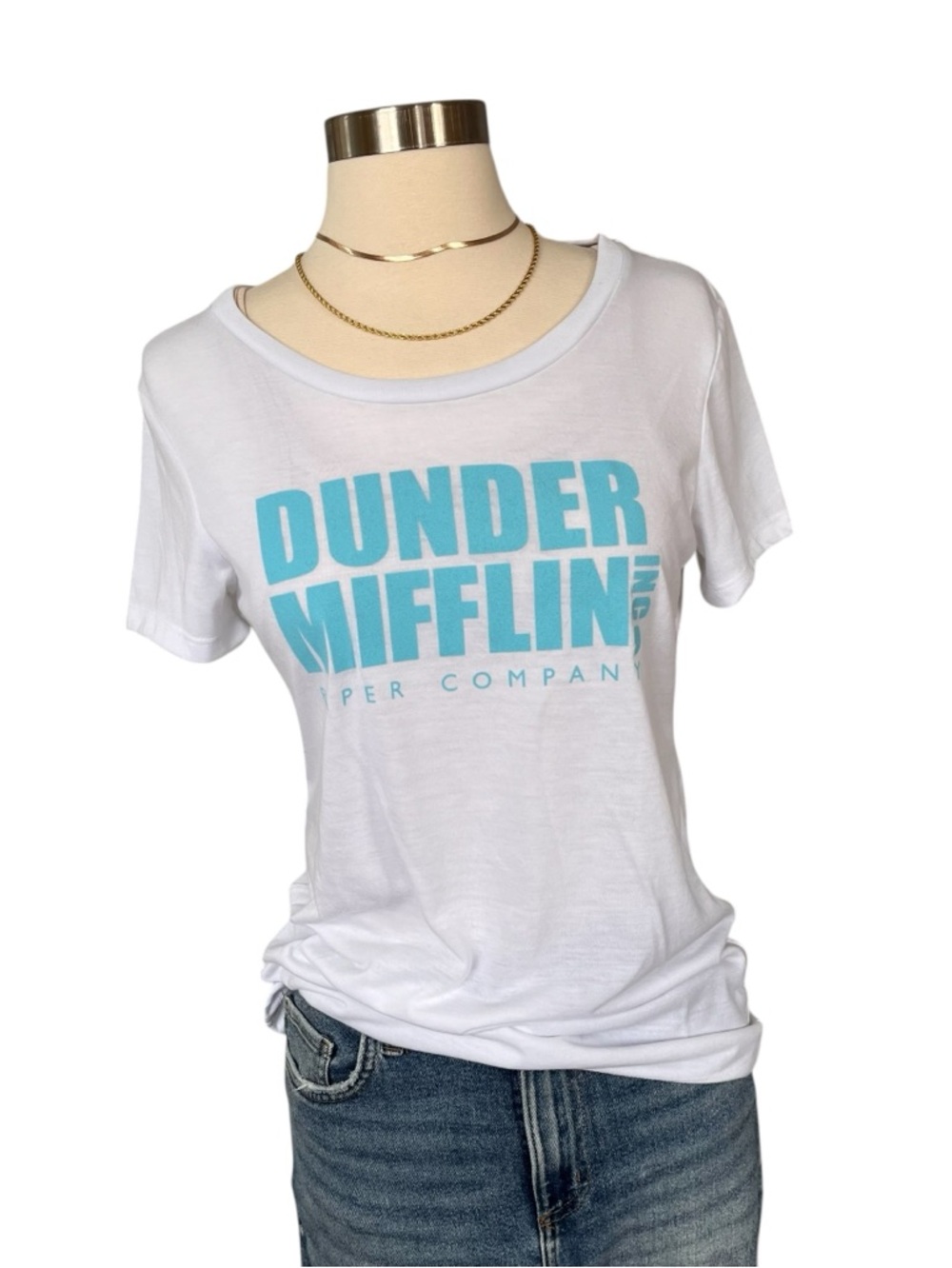 The Office Dunder Mifflin women's tee white blue L